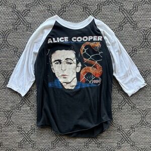 Vintage Alice Cooper Shirt Mens XL Black Flush the Fashion Raglan 80s Lot Boot